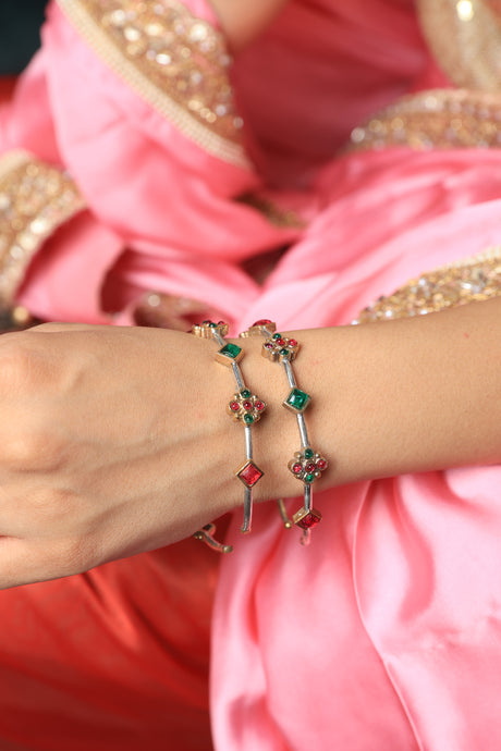 Anisa Set-of-2 Multicolor Geometric Stone Bracelet