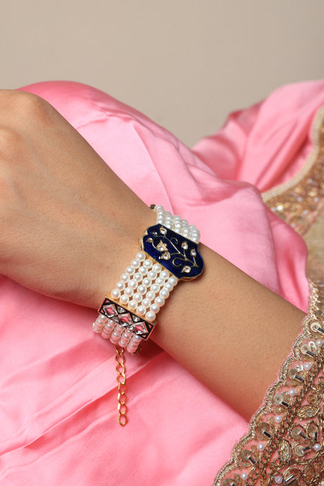 Ziaan Hamsa Pearl Cuff Bracelet