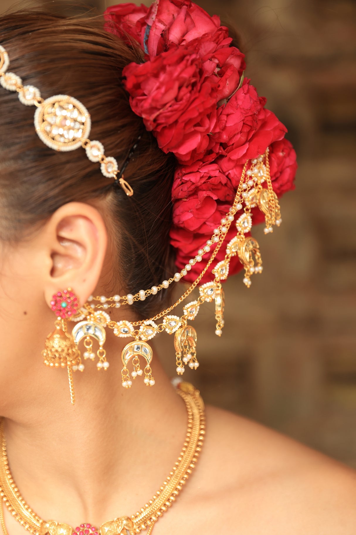 Yutika Kundan Pearl Ear Chain