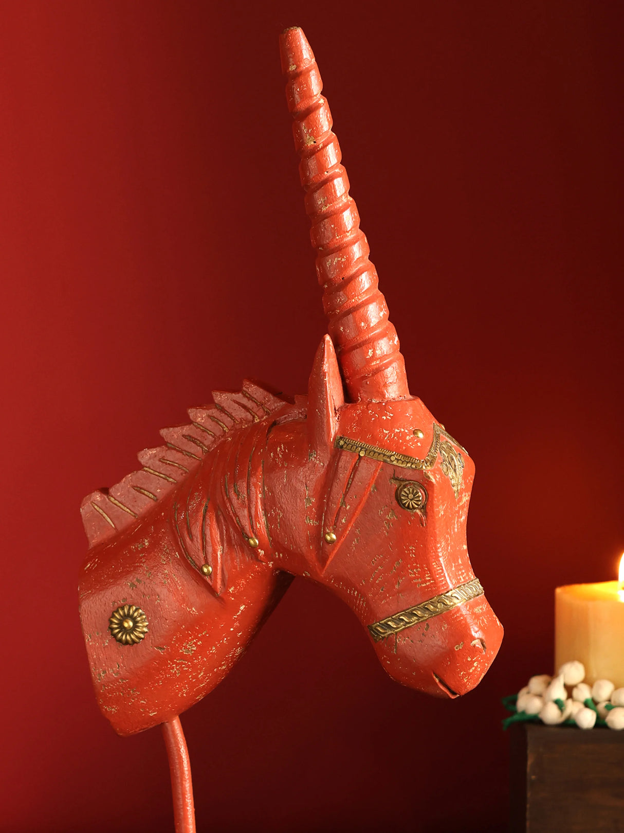 Antiquity Rustica Collective - Wooden Unicorn On Stand