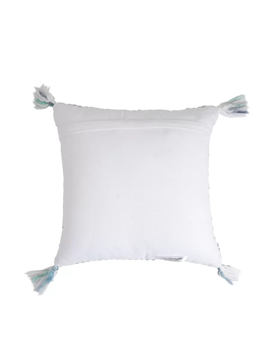 Cushion Cover with Tassels - Ivory, Rust And Green