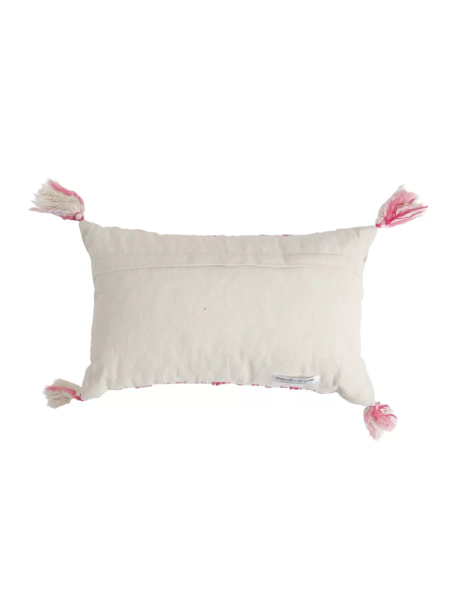 Cushion Cover With Tassels - Ivory And Fuschia Pillow Style