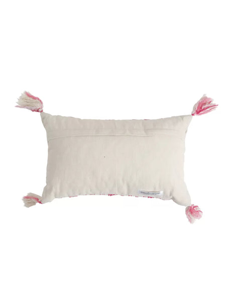 Cushion Cover With Tassels - Ivory And Fuschia Pillow Style