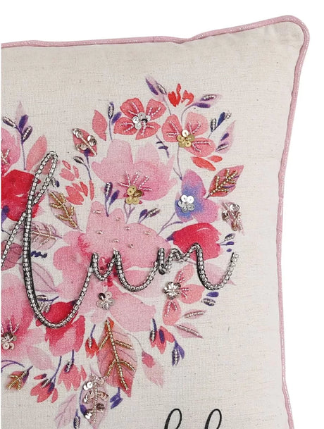 Mum On Your Special Day Handcrafted Cushion With Sequin