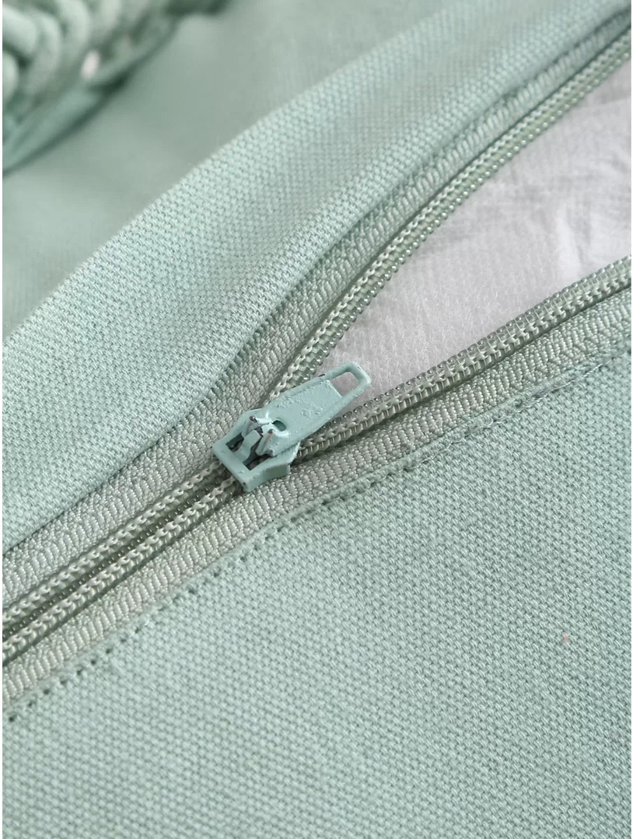 Macrame Cushion Cover With Fringes - Aqua Green