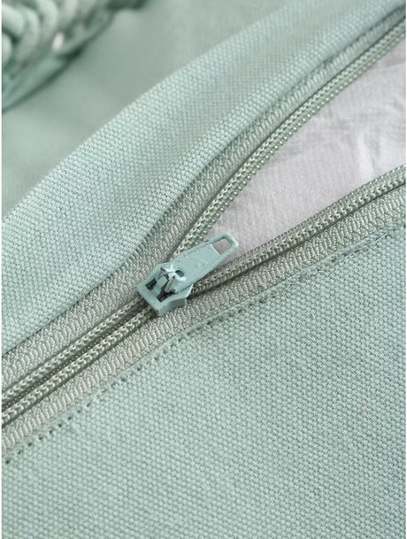 Macrame Cushion Cover With Fringes - Aqua Green