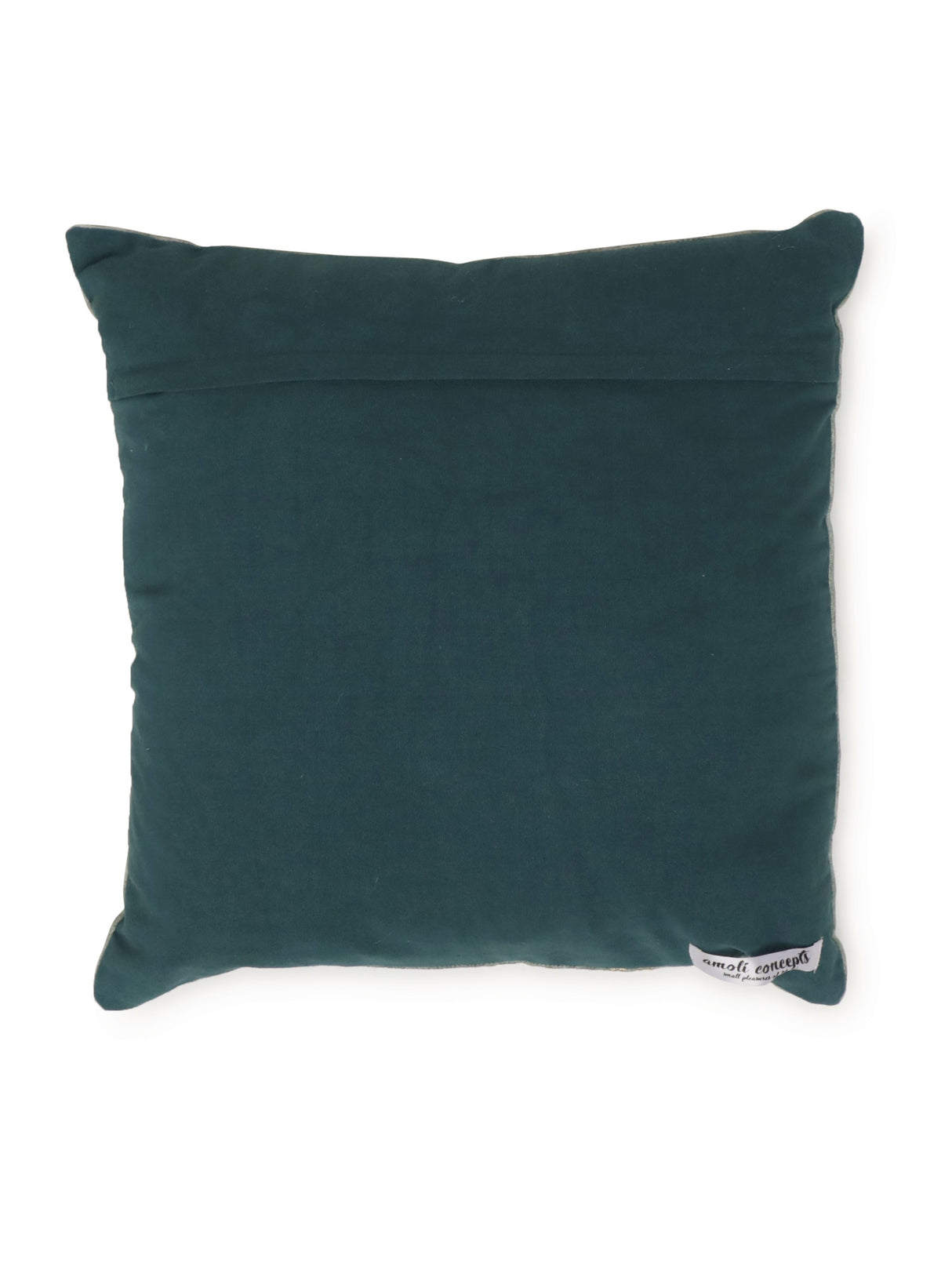 Golden Foil Printed with Hand bead work cushion cover in Green self print cushion cover