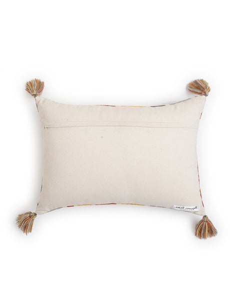 Crewel Embroidery pillow style cushion cover in multicolor stipes