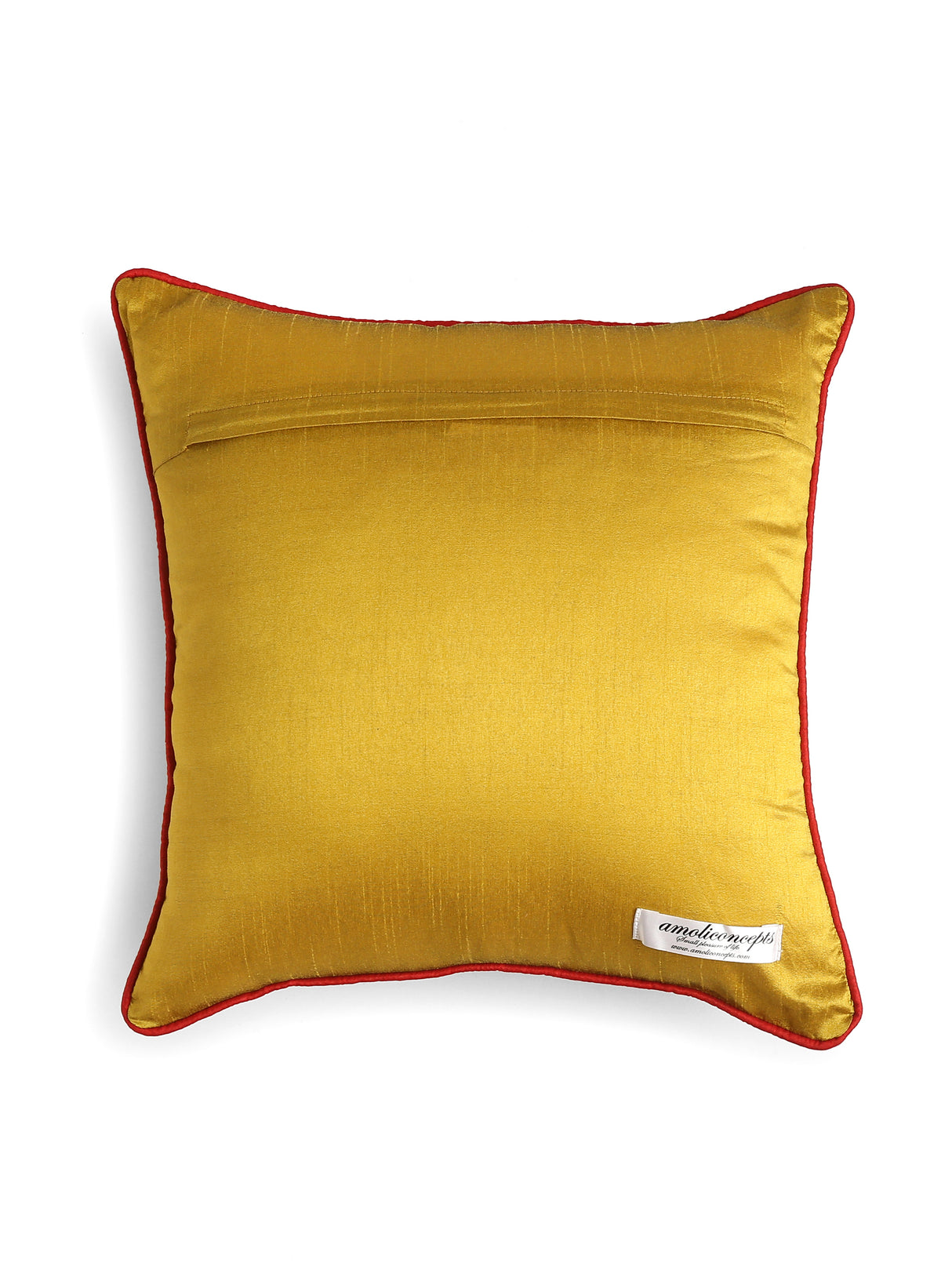 Mustard exclusive design cushion cover with beads, sequin & extensive embroidery