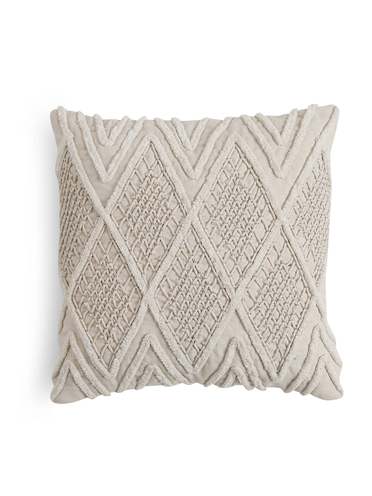 Aura Rich Cotton Duck with cord geometric Embroidery cushion cover