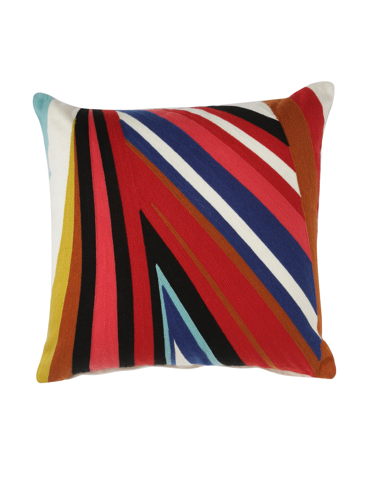 Colorful abstract design embroidered cushion cover