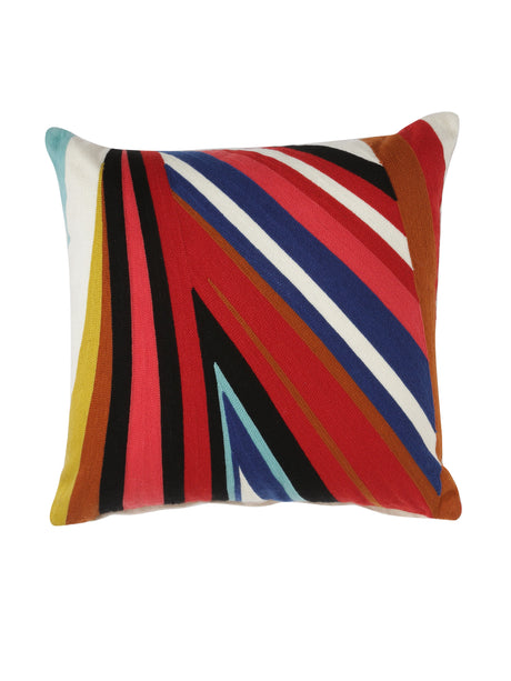 Colorful abstract design embroidered cushion cover