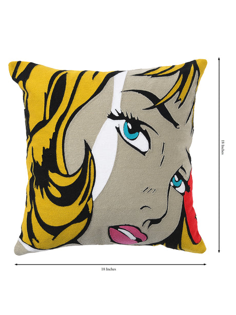 Retro Pop-Art girl cushion cover