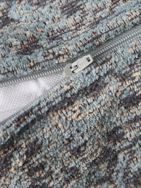 Persian Motif - Blue Jacquard Chenille Cushion Cover