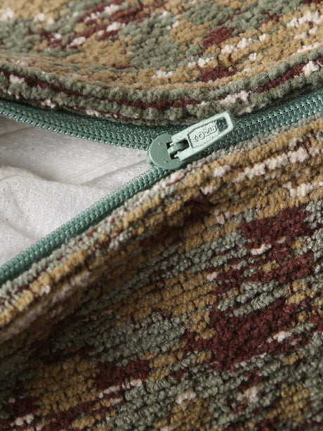 Persian Motif - Green & Multicolor Jacquard Chenille Cushion Cover