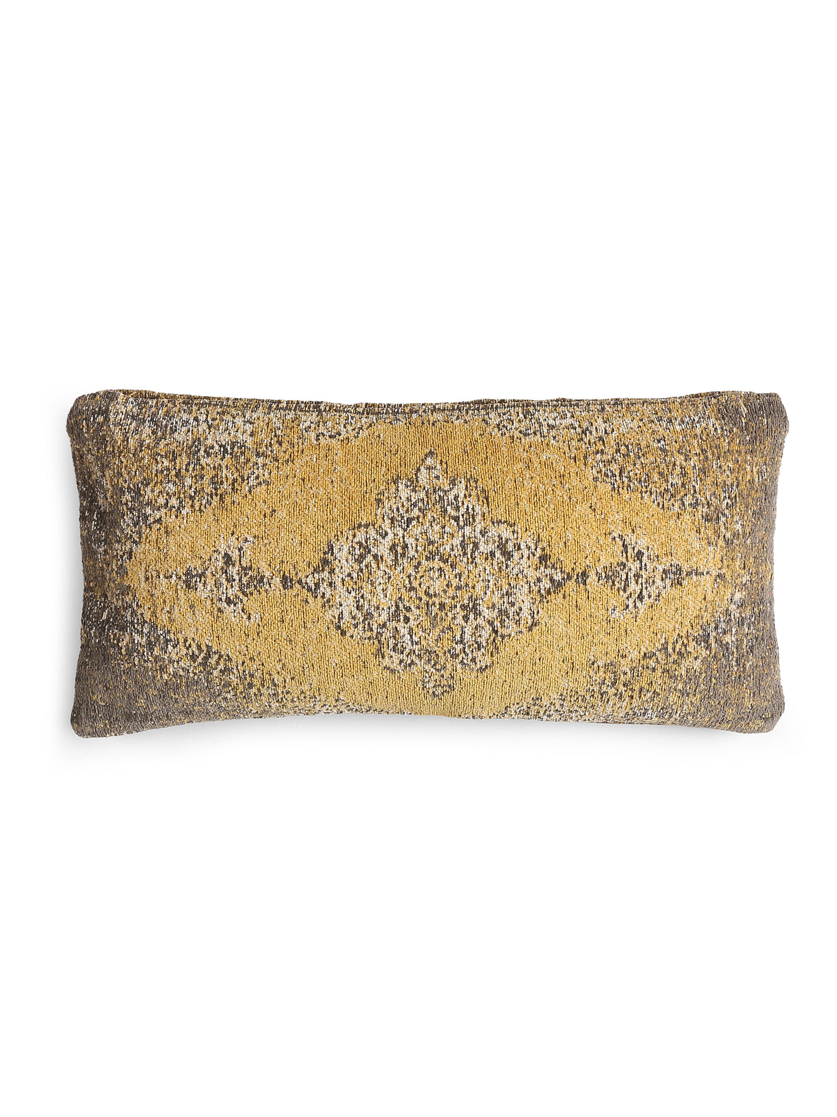 Persian Motif - Yellow & Multicolor Jacquard Chenille Cushion Cover