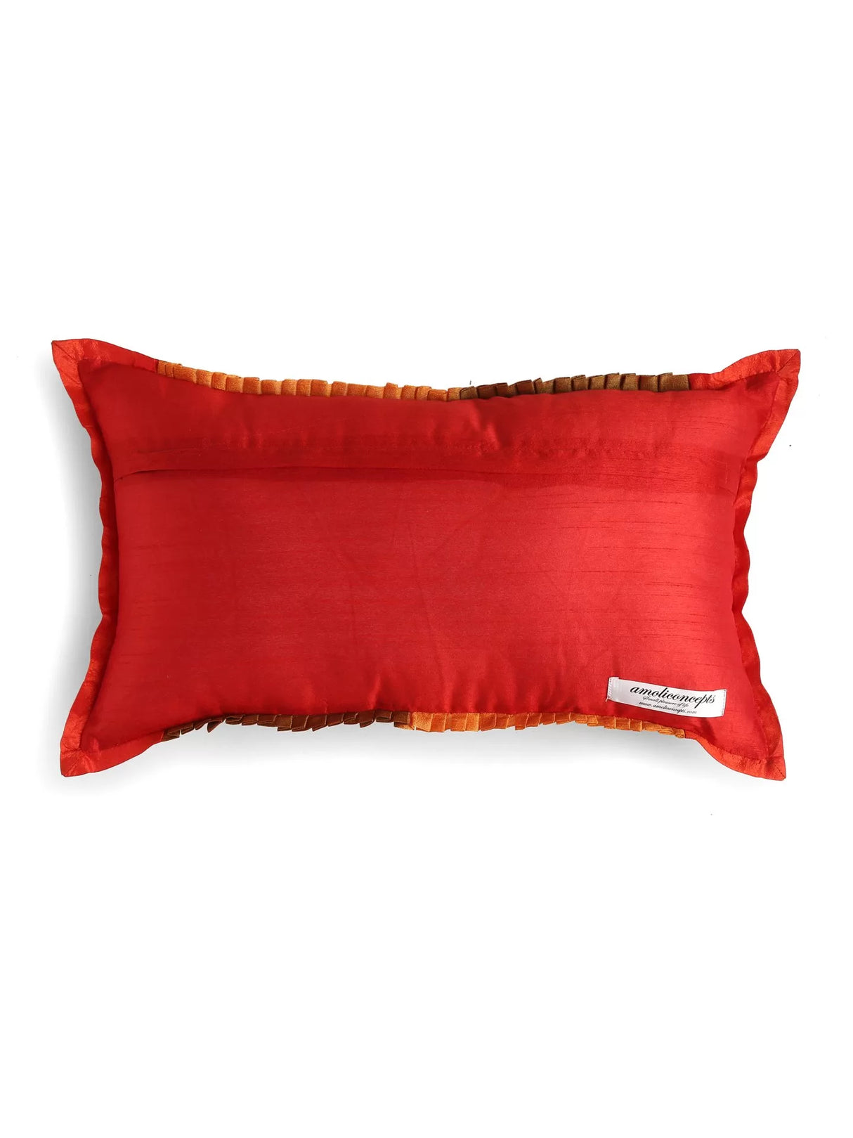 Embroidered Cushion Cover With Sequin Base - Red And Multicolor Patch Work
