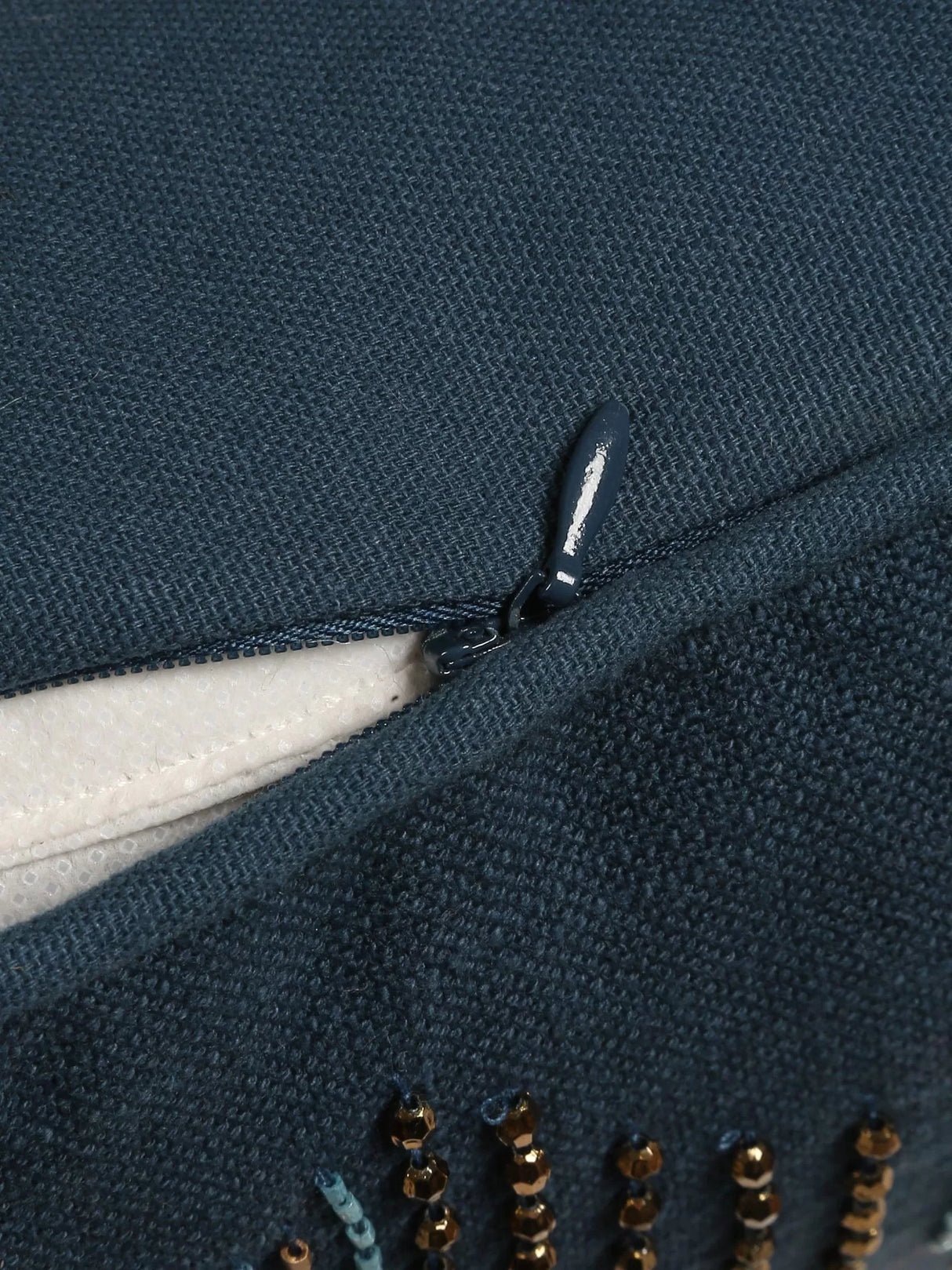 Hand Beaded Cushion Cover - Blue