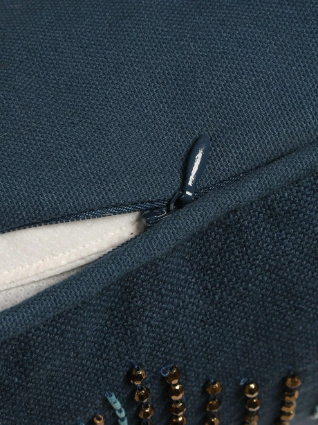 Hand Beaded Cushion Cover - Blue