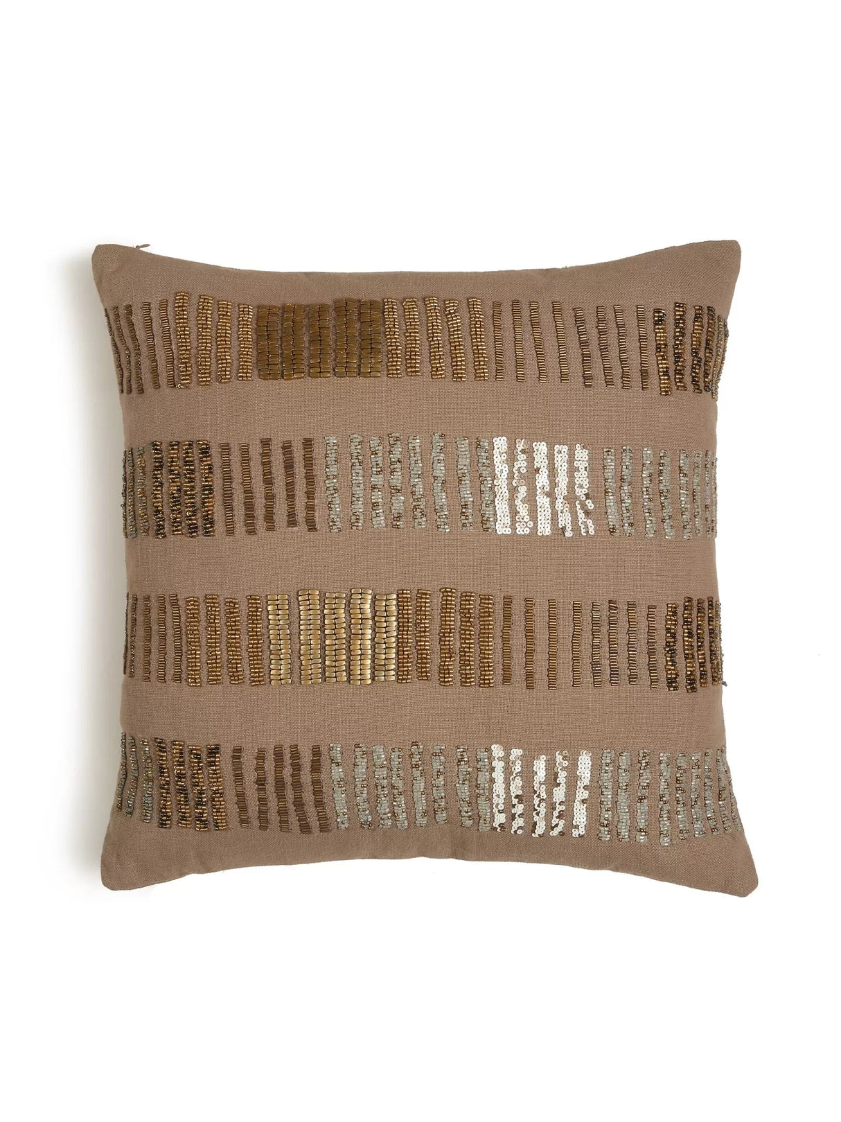 Hand Beaded Cushion Cover - Grey