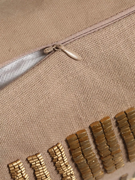 Hand Beaded Cushion Cover - Grey