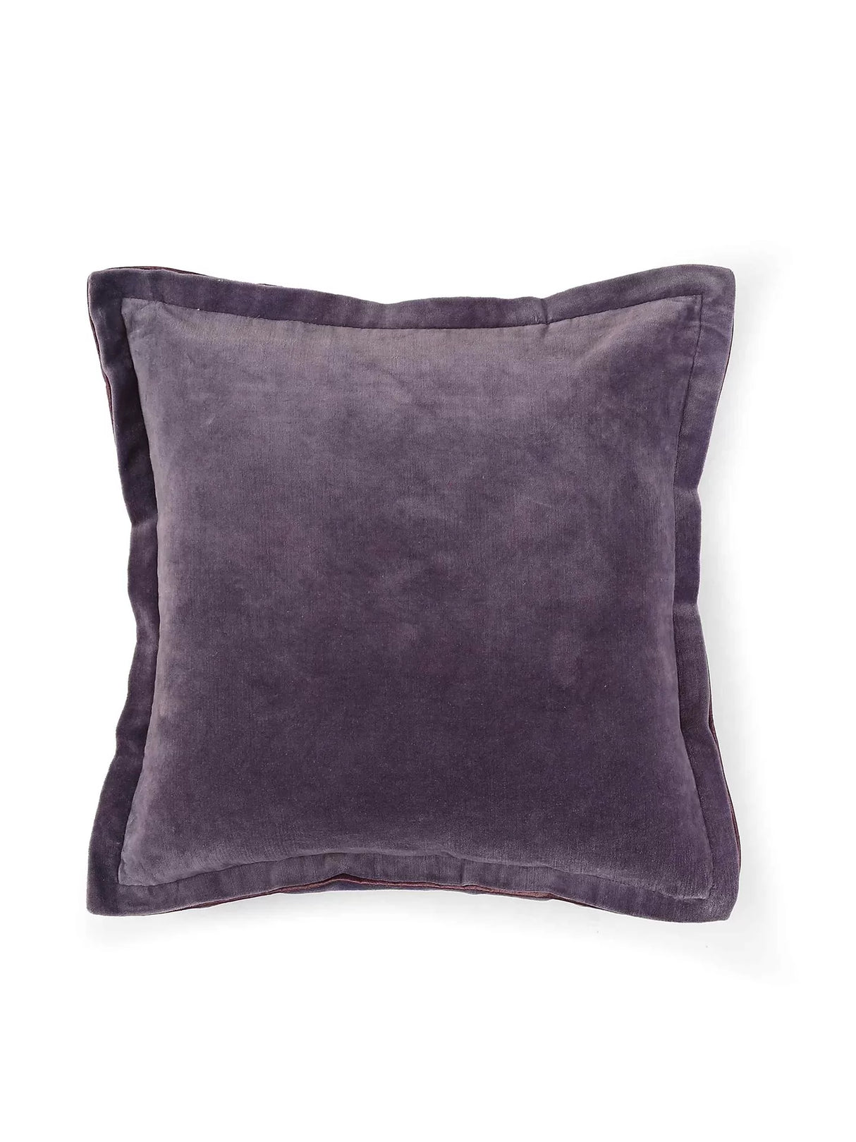 Cotton Velvet Cushion Cover - Lavender With Contrast Border Trim