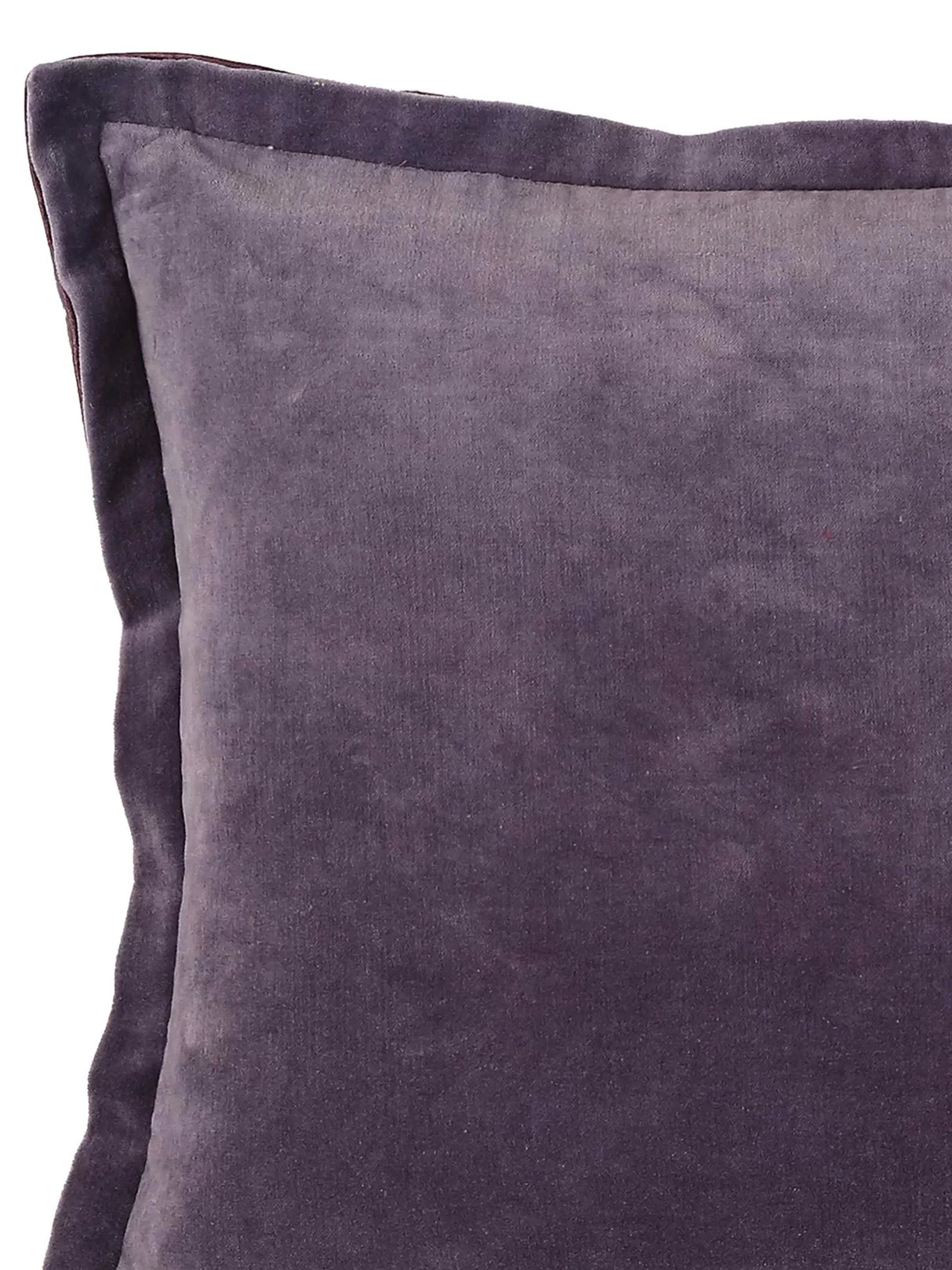 Cotton Velvet Cushion Cover - Lavender With Contrast Border Trim