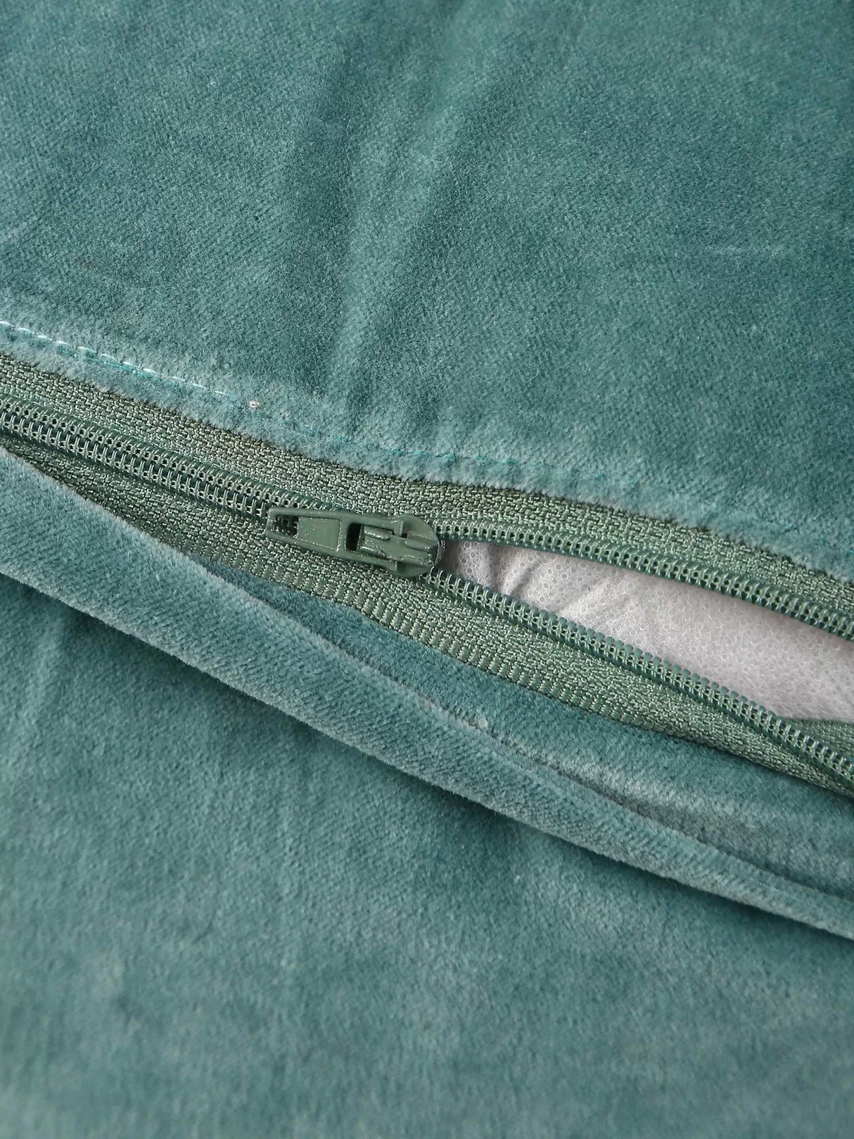 Cotton Velvet Cushion Cover - Sea Green With Contrast Border Trim
