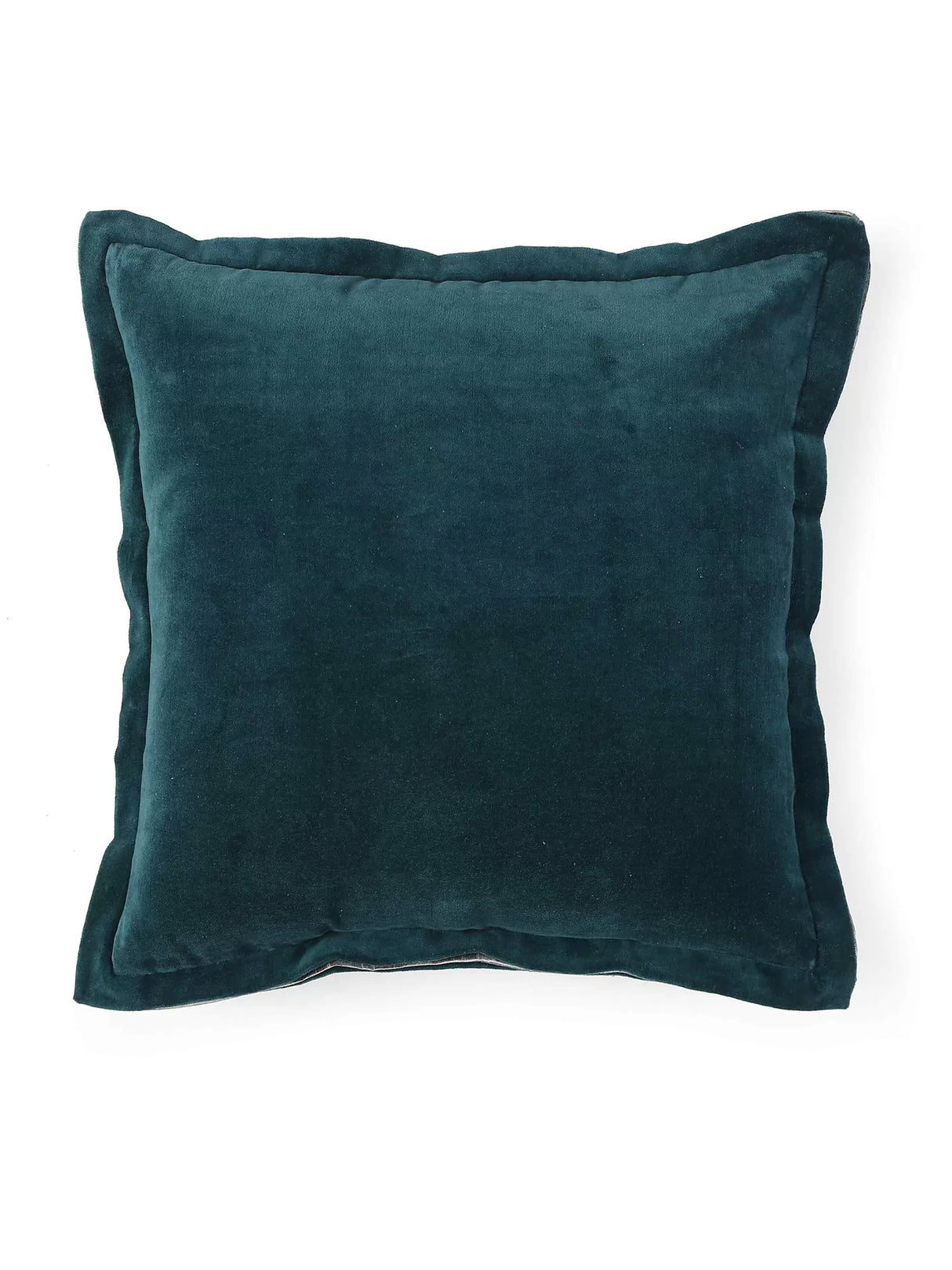 Cotton Velvet Cushion Cover - Teal With Contrast Border Trim