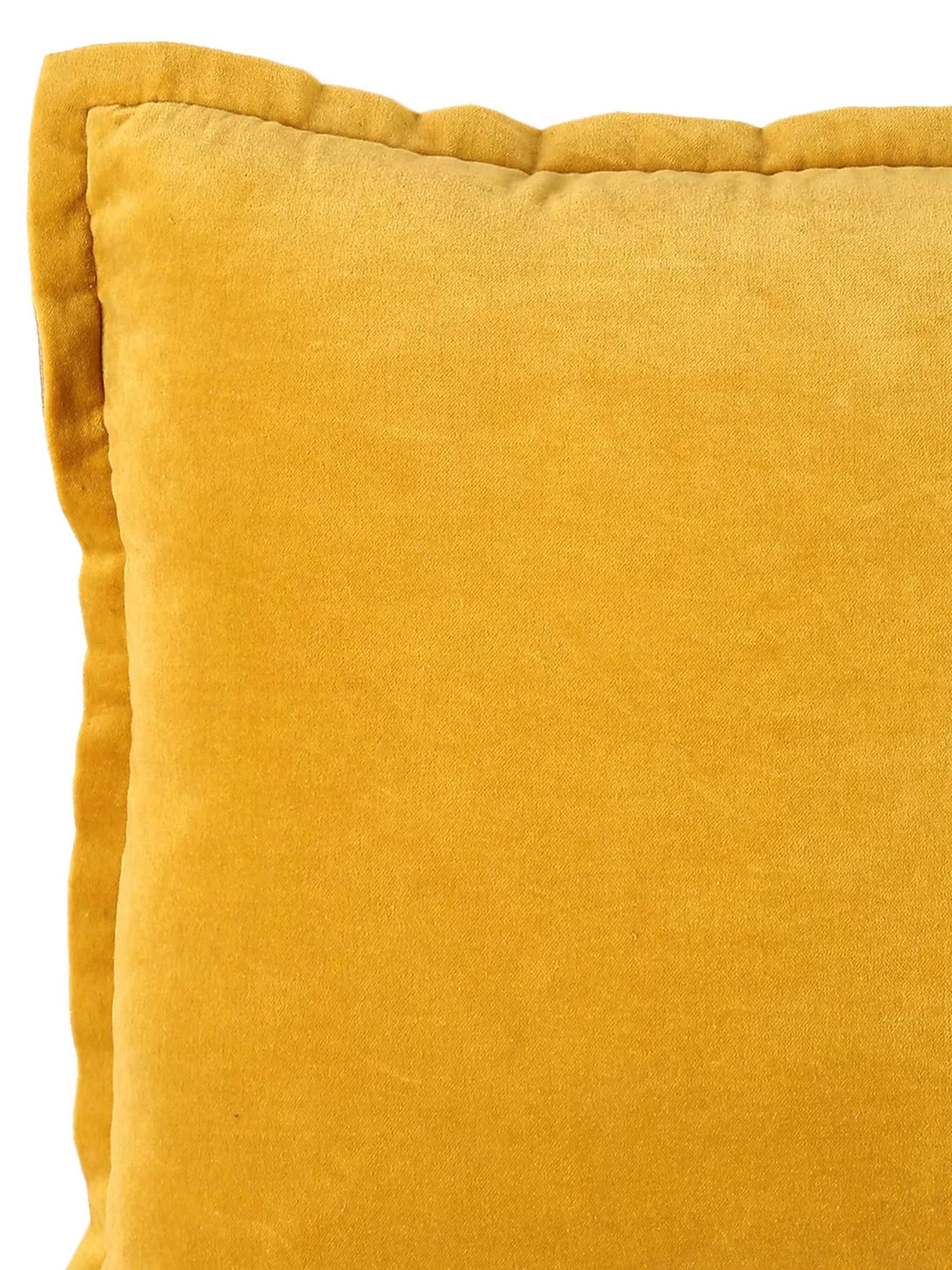 Cotton Velvet Cushion Cover - Yellow With Contrast Border Trim