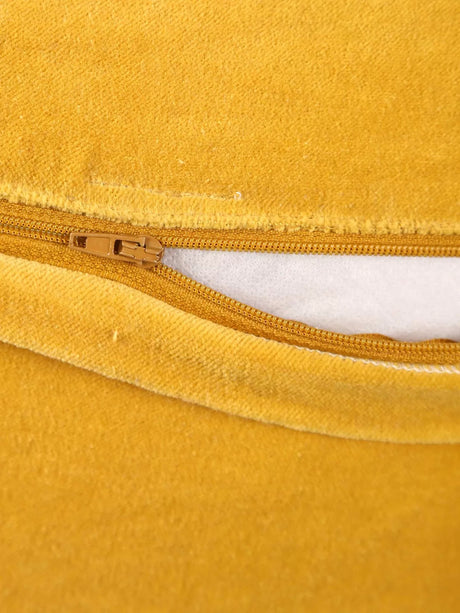 Cotton Velvet Cushion Cover - Yellow With Contrast Border Trim