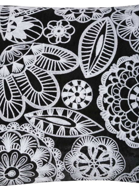 Monochrome Viscose velvet embroidered cushion cover