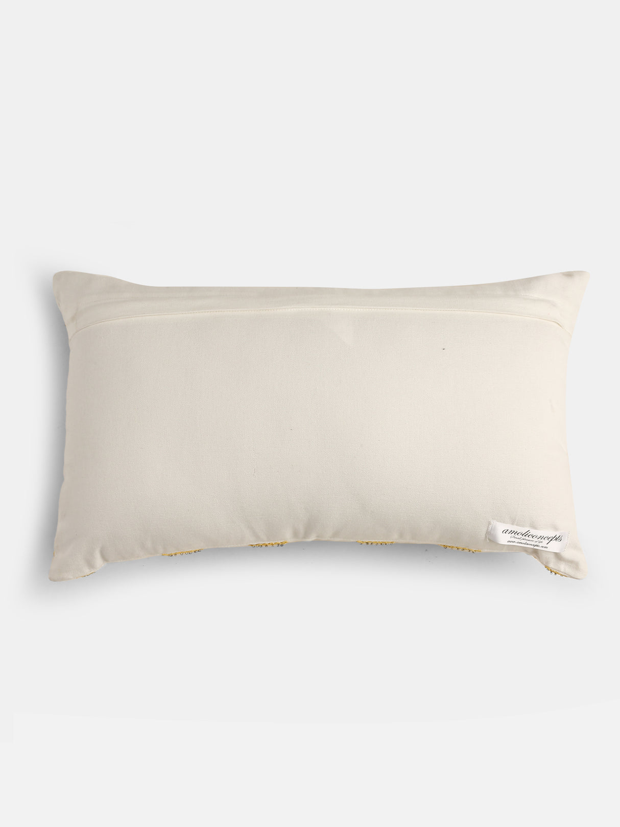 Stylish Amber Sky - Yellow Moghul Flower Dori Work Cushion Cover