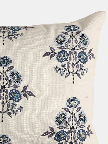 Stylish Amber Sky - Blue Embroidered Pillow Style Cushion Cover