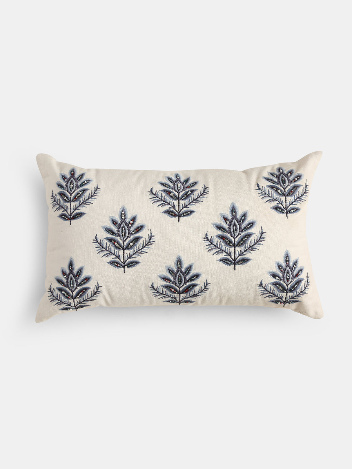 Stylish Amber Sky - Blue Flower Embellished Cushion Cover