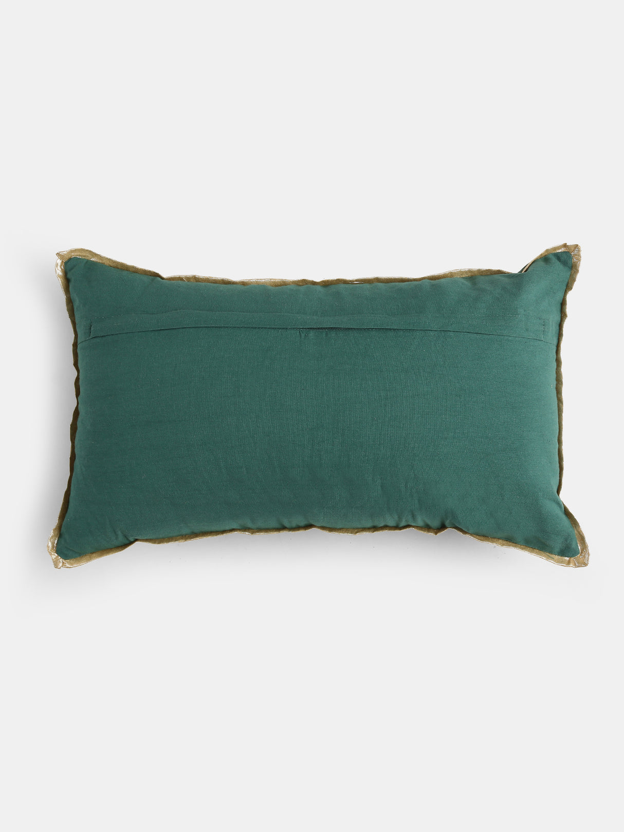 Nature Inspired- Teal Green Embroidered Cushion Cover
