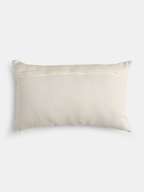 Nature Inspired- Off-White Cushion Cover with Blue and Green Flowers