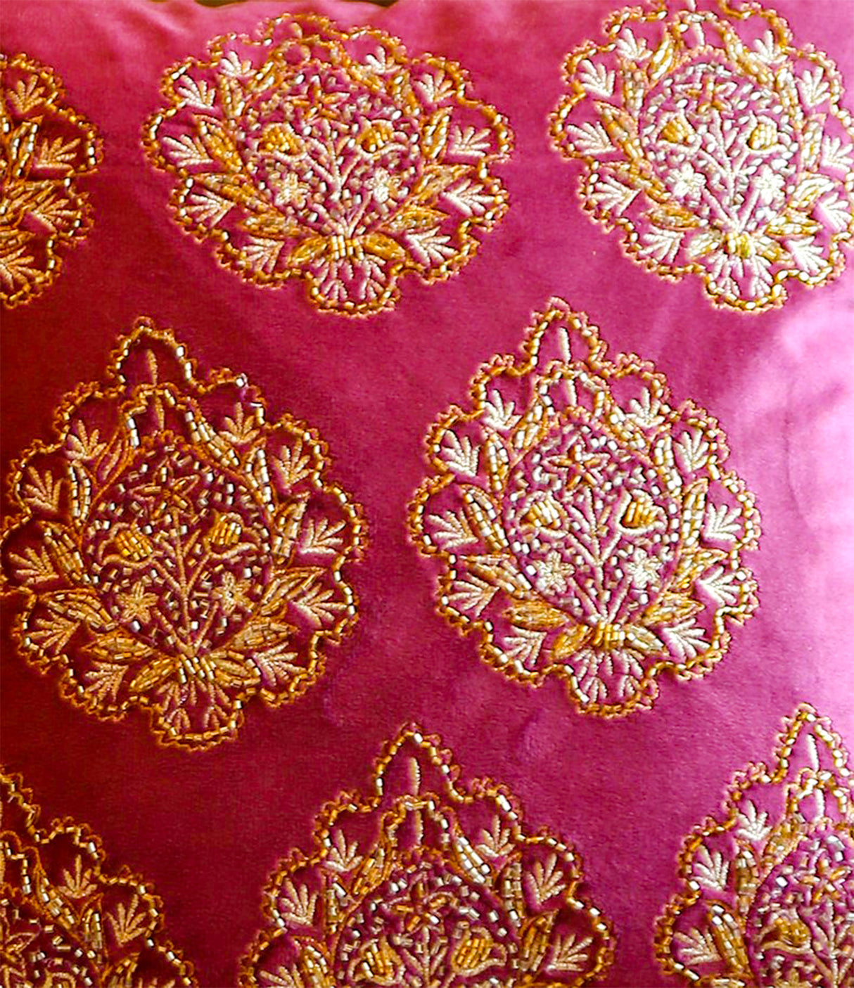 Velvet Cushion Cover - Violet Embellished With Flower Design