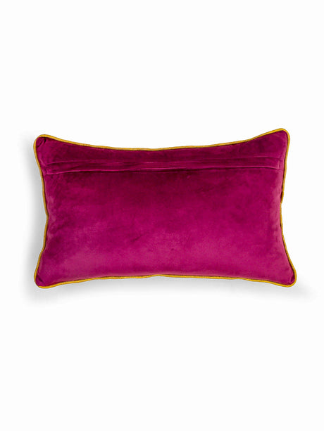 Velvet Cushion Cover - Violet Embellished With Mogul Flower Design Pillow Style
