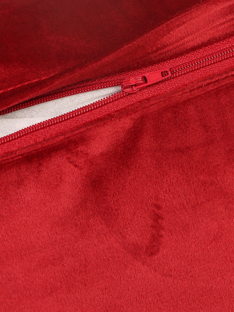 Velvet Cushion Cover - Burgundy Embellished Center Flower Design