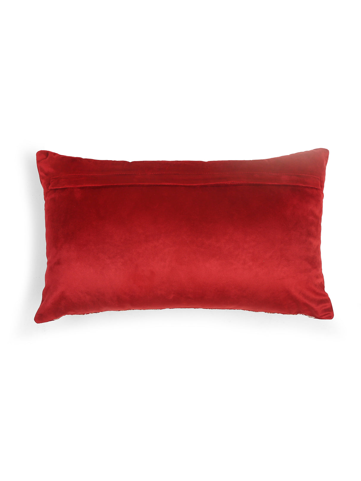 Velvet Cushion Cover - Burgundy Embroidered Mandala Design