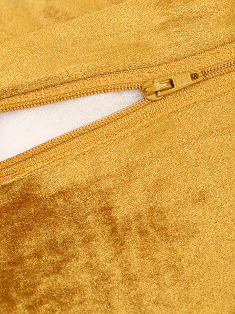Velvet Cushion Cover - Mustard Embellished Pillow Style