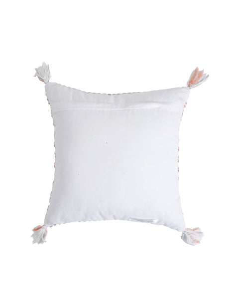 Ivory, Rust and Green Woven Cushion Cover with Tassels (Set of 2)