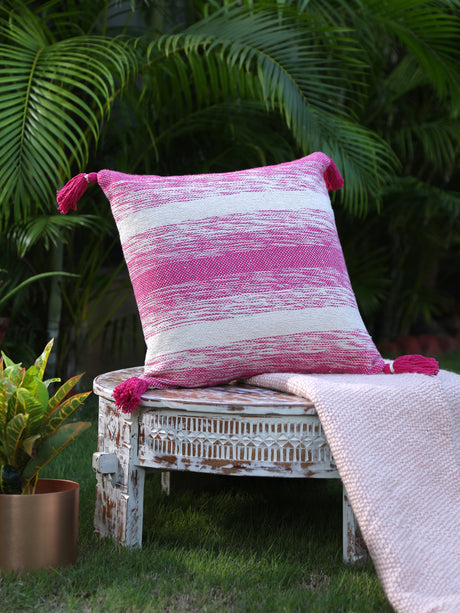 Pink hand-woven cushion cover (Set of 2)