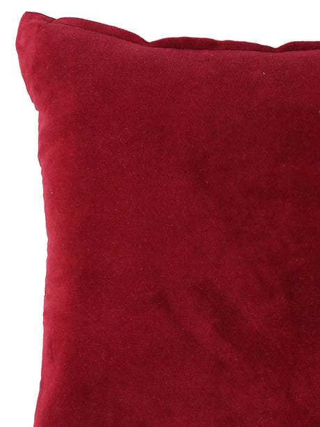 Maroon Cotton Velvet Cushion Cover (Set of 2)