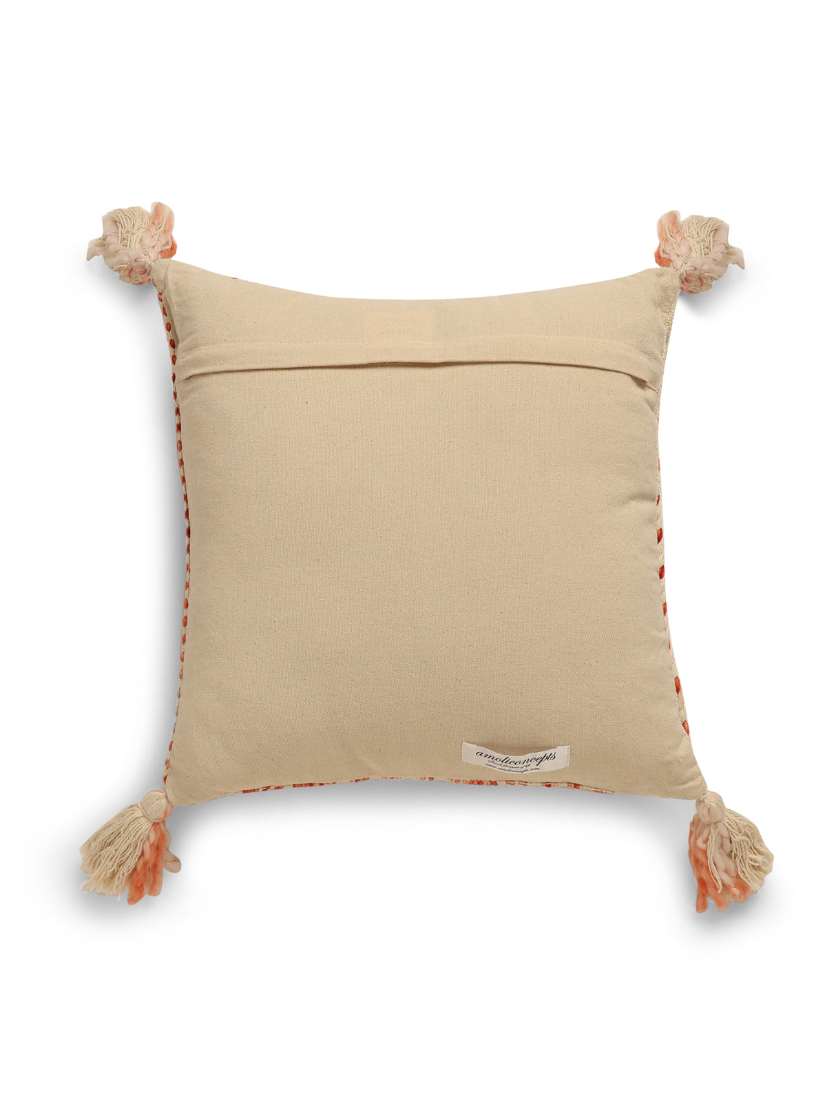 Ivory and Rust Cushion Cover with Tassles (Set of 2)