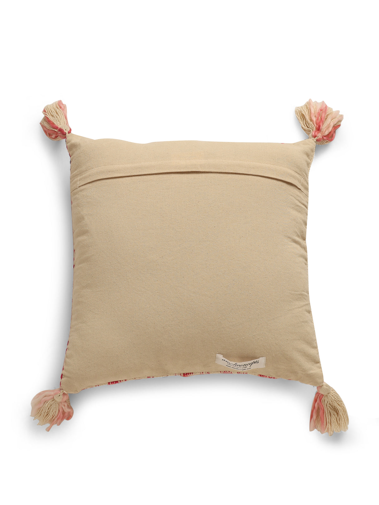 Ivory and Pink Cushion Cover with Tassels (Set of 2)