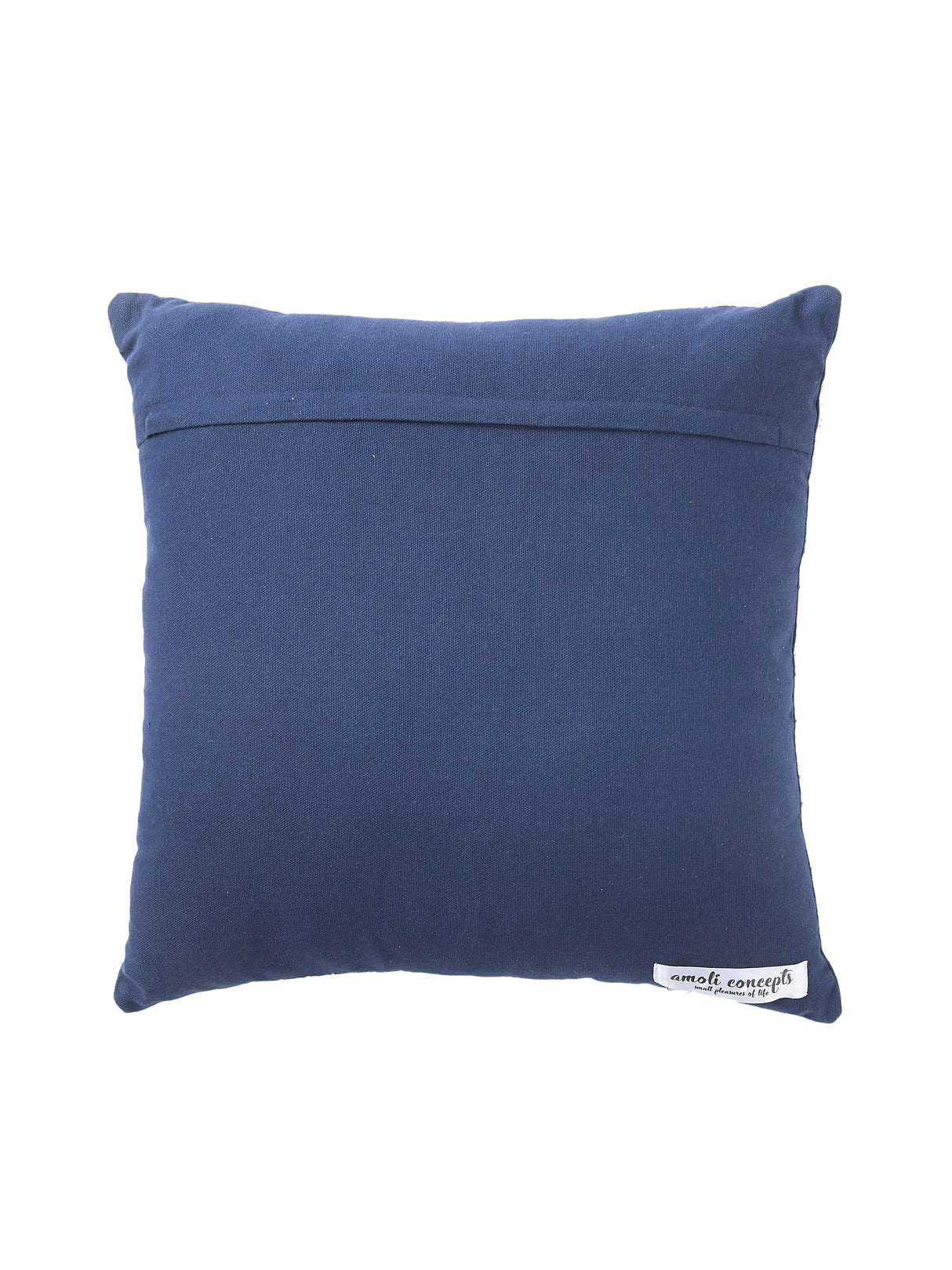 Cotton Duck Shibori Dyed with cord embroidery and crochet work handcrafted cushion cover