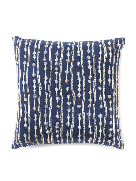 Cotton Duck with cord embroidery and beads handcrafted cushion cover