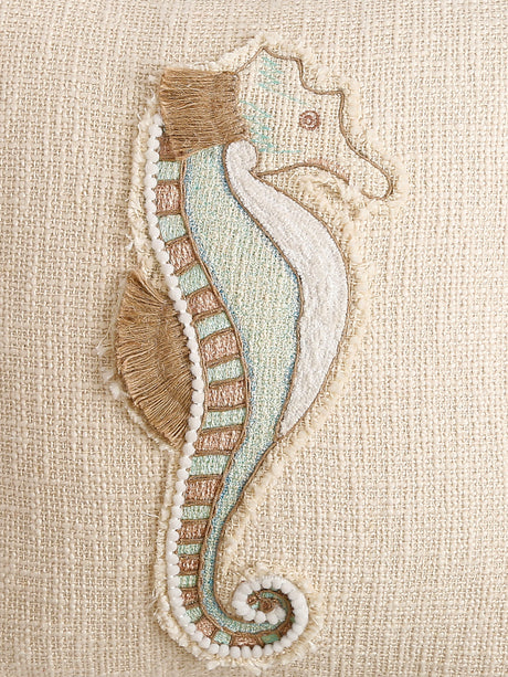 Cotton-Slub patch work with chicken embroidery cushion cover
